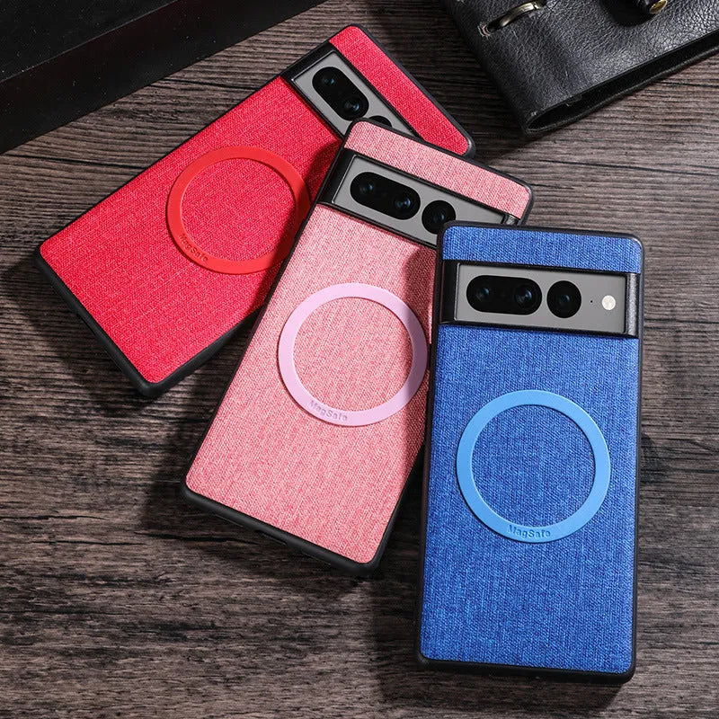 Google Pixel leather phone case with magnetic function, available in five colours, for models Pixel5 to Pixel9 Pro XL
