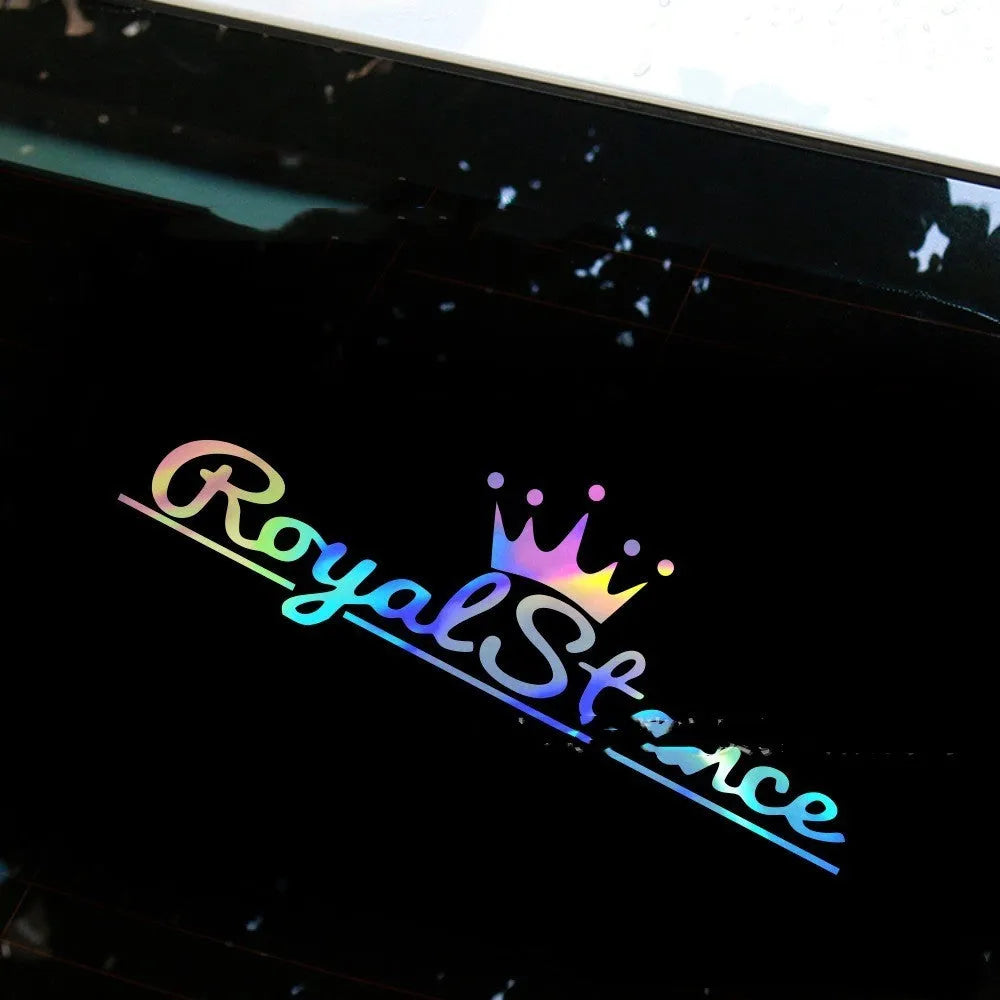 Reflective crown design car sticker made from colourful PET vinyl, 30cm long by 12cm wide.