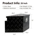 Black aluminium alloy 26-inch hard toolbox with T-casting construction.