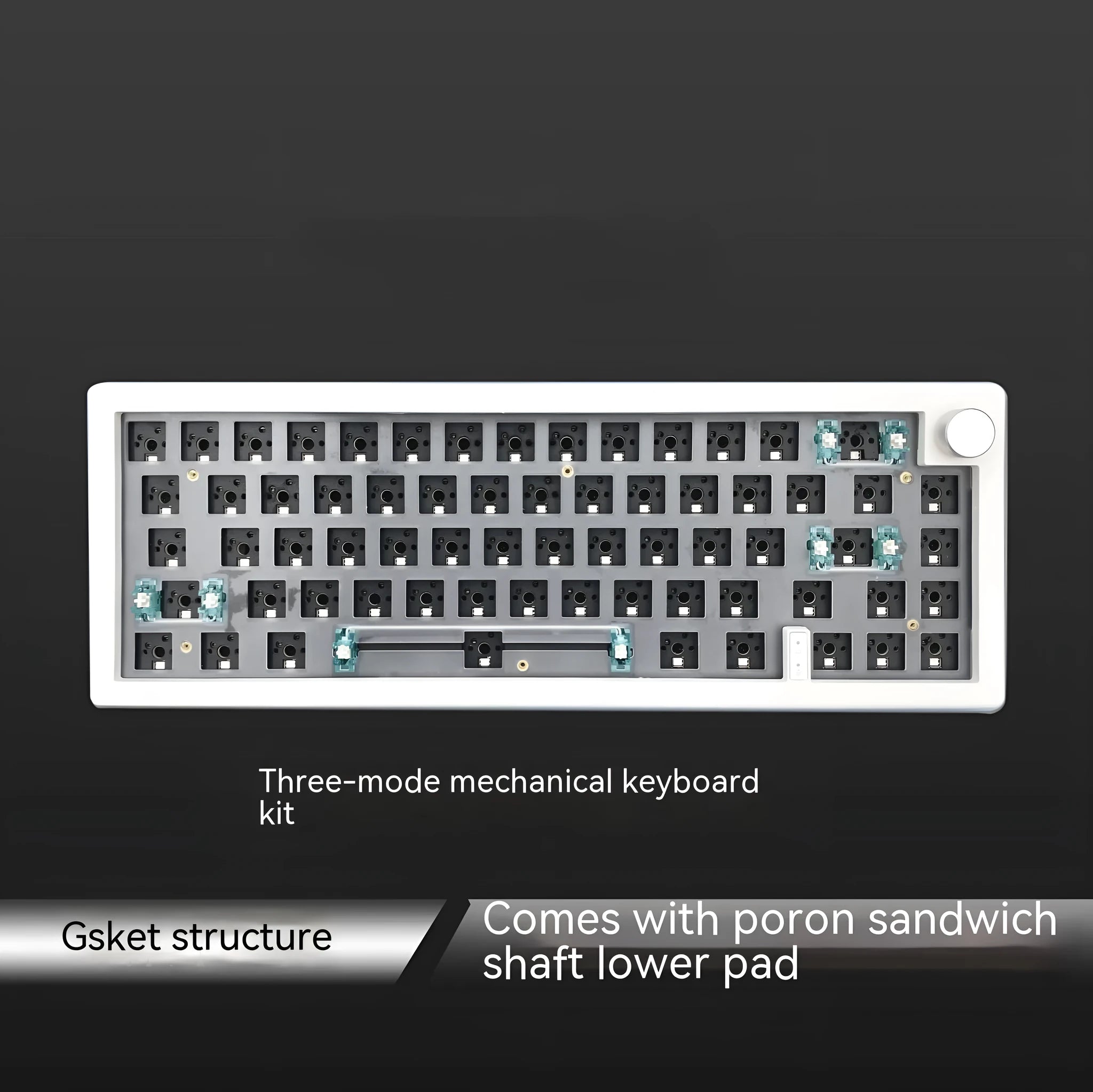 DIY mechanical keyboard kit with hot-swap PCB and RGB lighting in seven colour options.