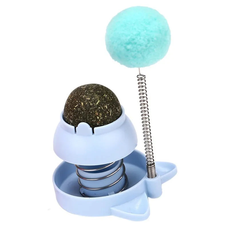 Lucky cat music mint ball toy measuring 55mm diameter in blue, orange and pink colours