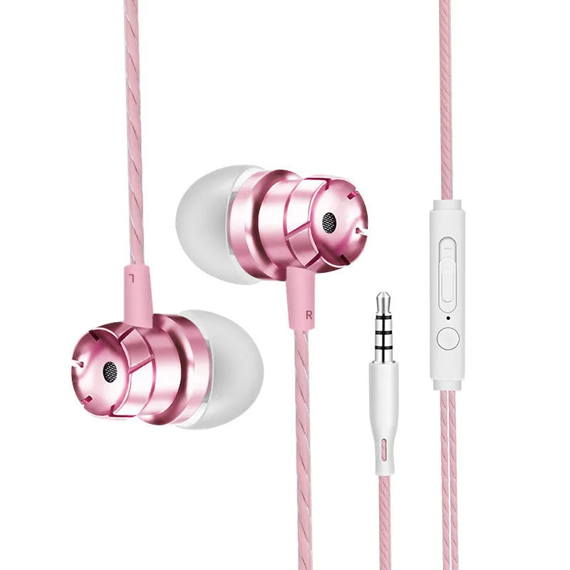 Metal turbo in-ear wired headphones with a 3.5mm plug and microphone in multiple colour options.