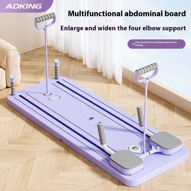 Standard purple fitness board with automatic rebound abdominal wheel for multi-functional exercises