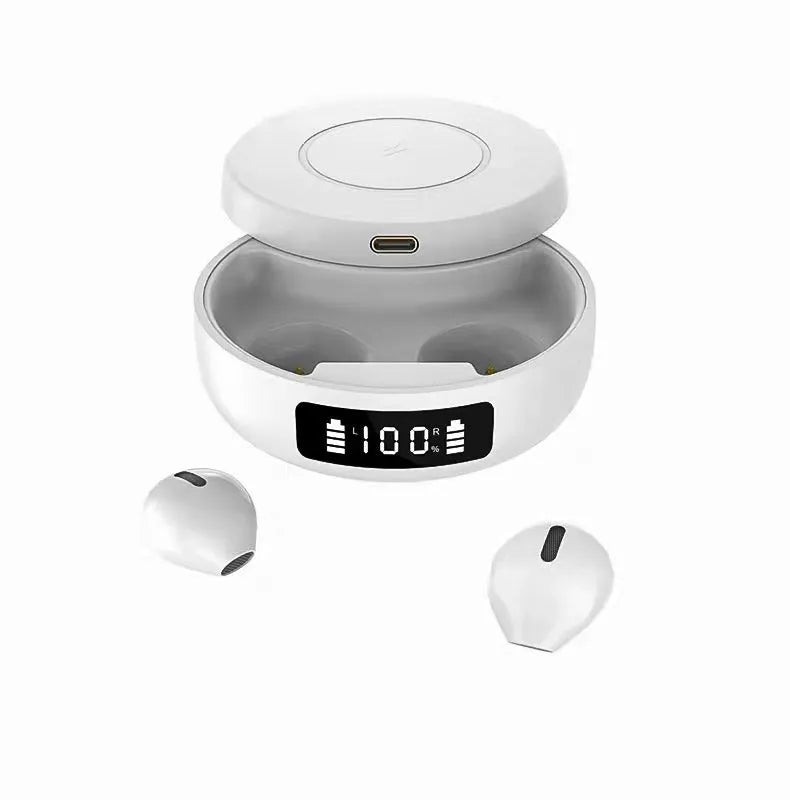 Wireless Bluetooth earbuds with wireless charging case in black, white or colour options