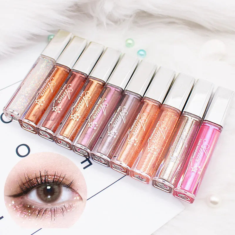 Pearly glitter liquid eye shadow with shimmer finish in multiple colour options