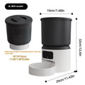 4-litre smart pet feeder with control panel, showing optional stainless steel bowl and camera unit.