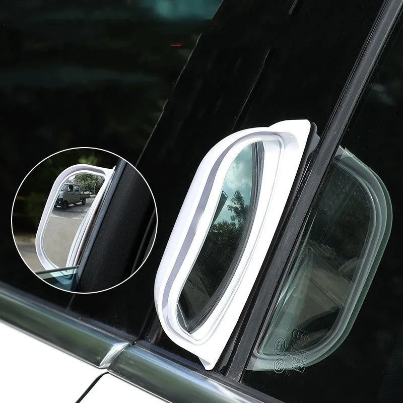 Universal two-row wide angle car exterior rearview mirror in black or white finish