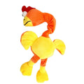 Screaming chicken sound dog toy in black, green, and orange colours with bite-resistant construction