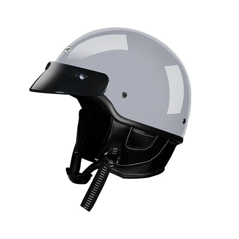 Retro-style unisex motorcycle helmet in ABS, shown in ivory white colour.
