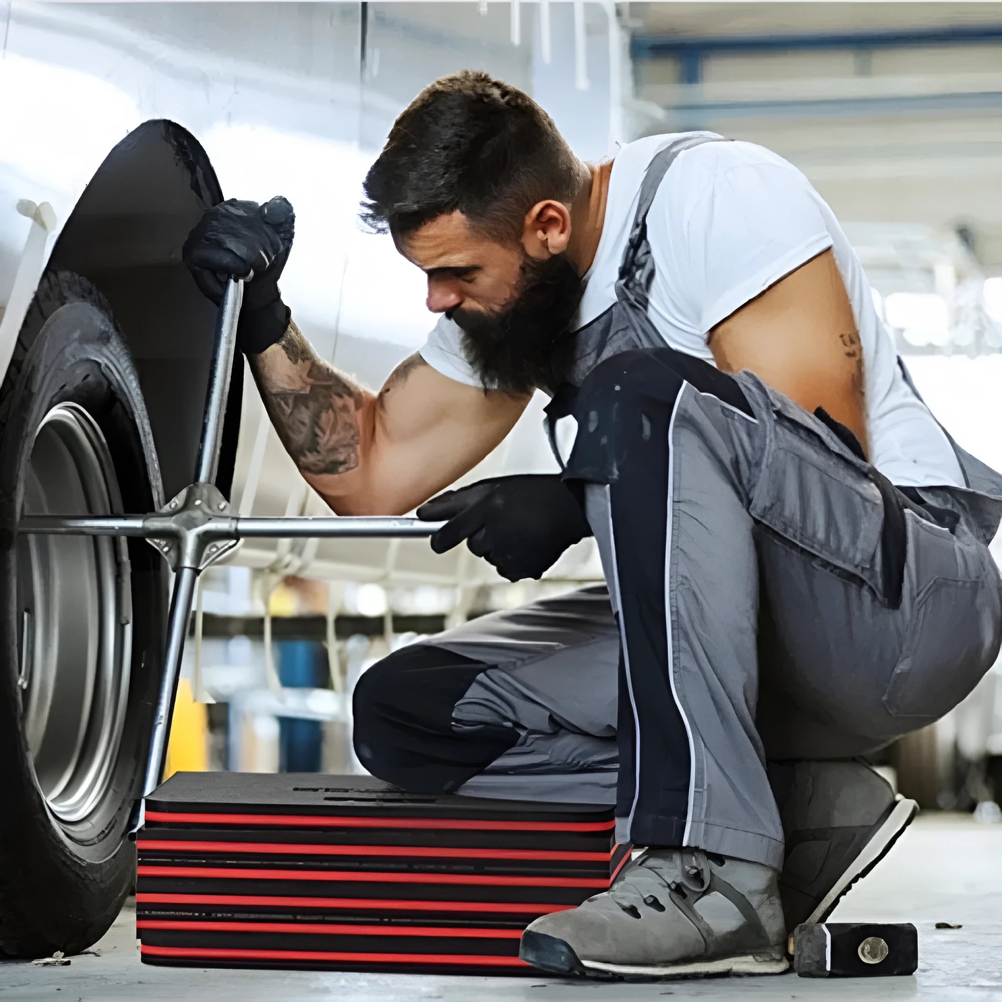 Folding EVA foam kneeling mat 116x40x2.5cm for car repair and gardening