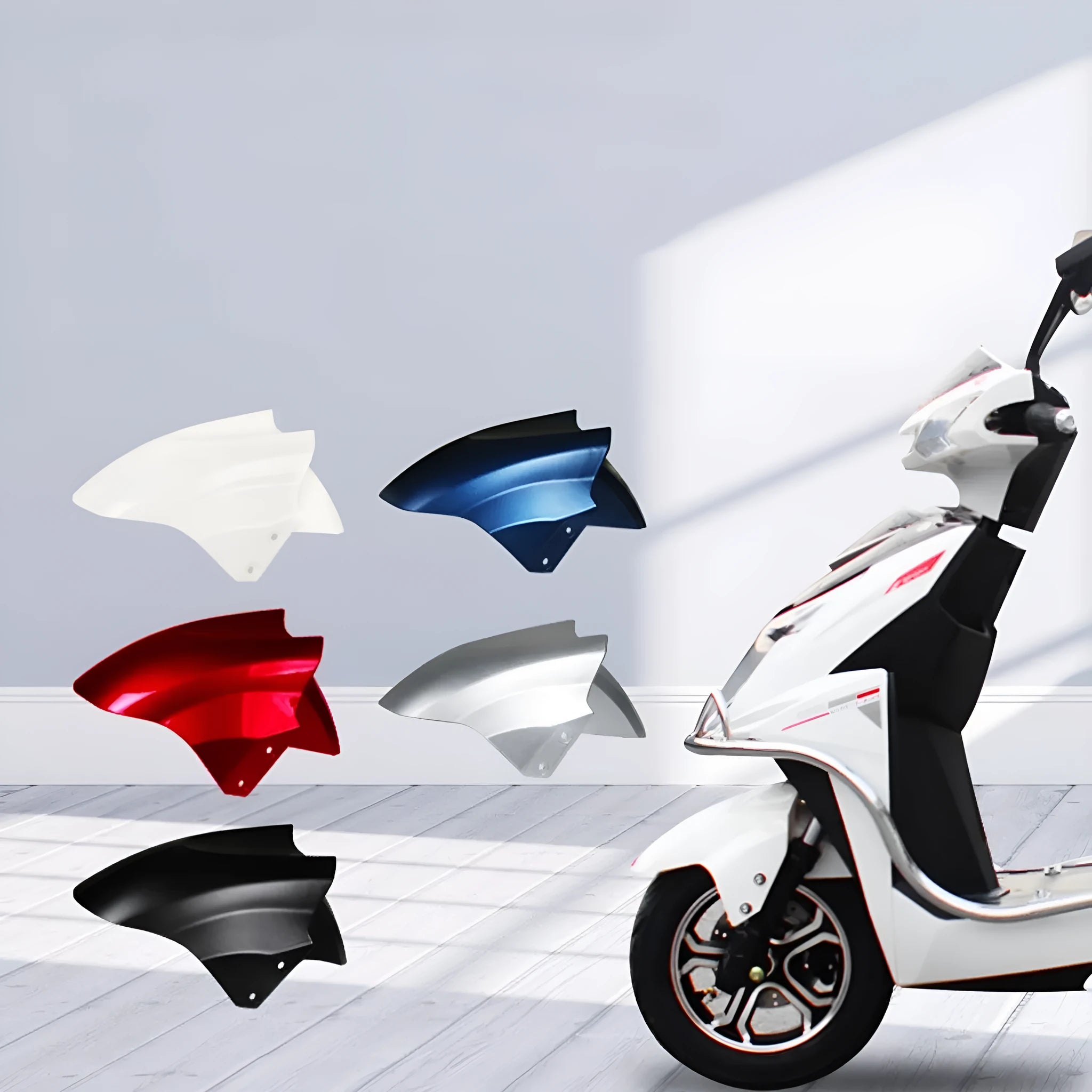 Electric car front wheel fender body in bright white ABS thickened material
