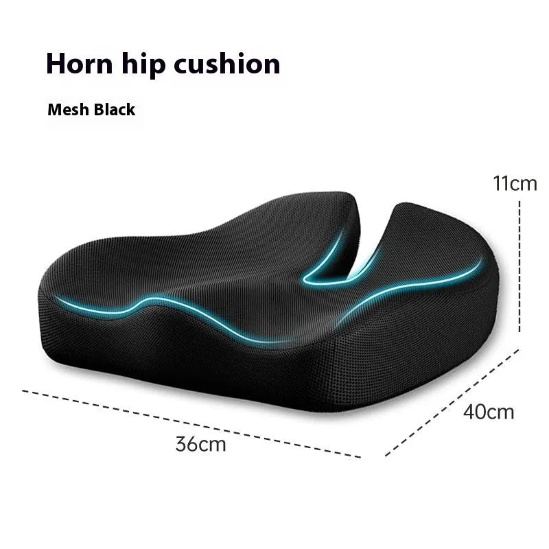 Memory foam office chair cushion for waist support in dark grey colour.
