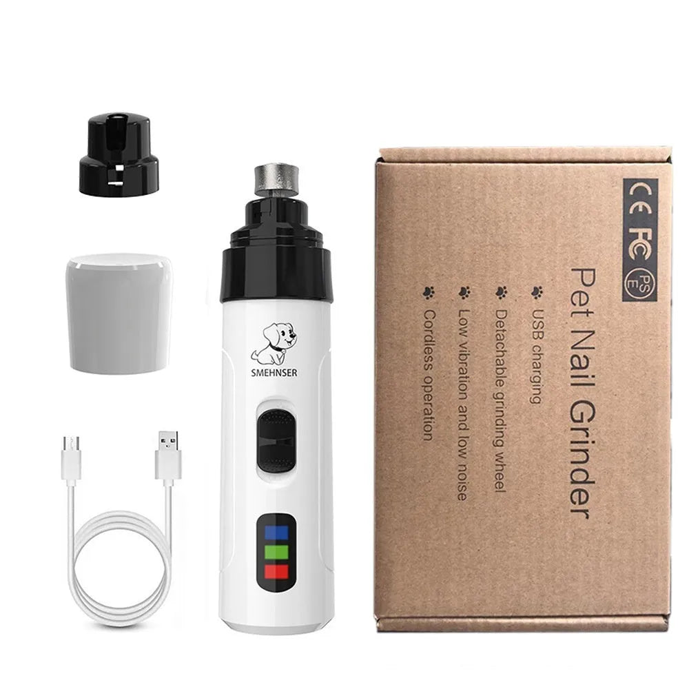 Pet nail trimming device with LCD display and dust collection for dog grooming