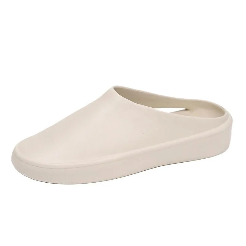 Men's closed-toe non-slip EVA slippers in beige for summer outdoor wear