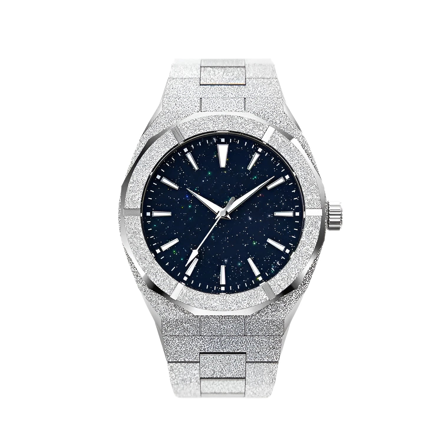 Stainless steel men's watch with 42mm dial and waterproof quartz movement