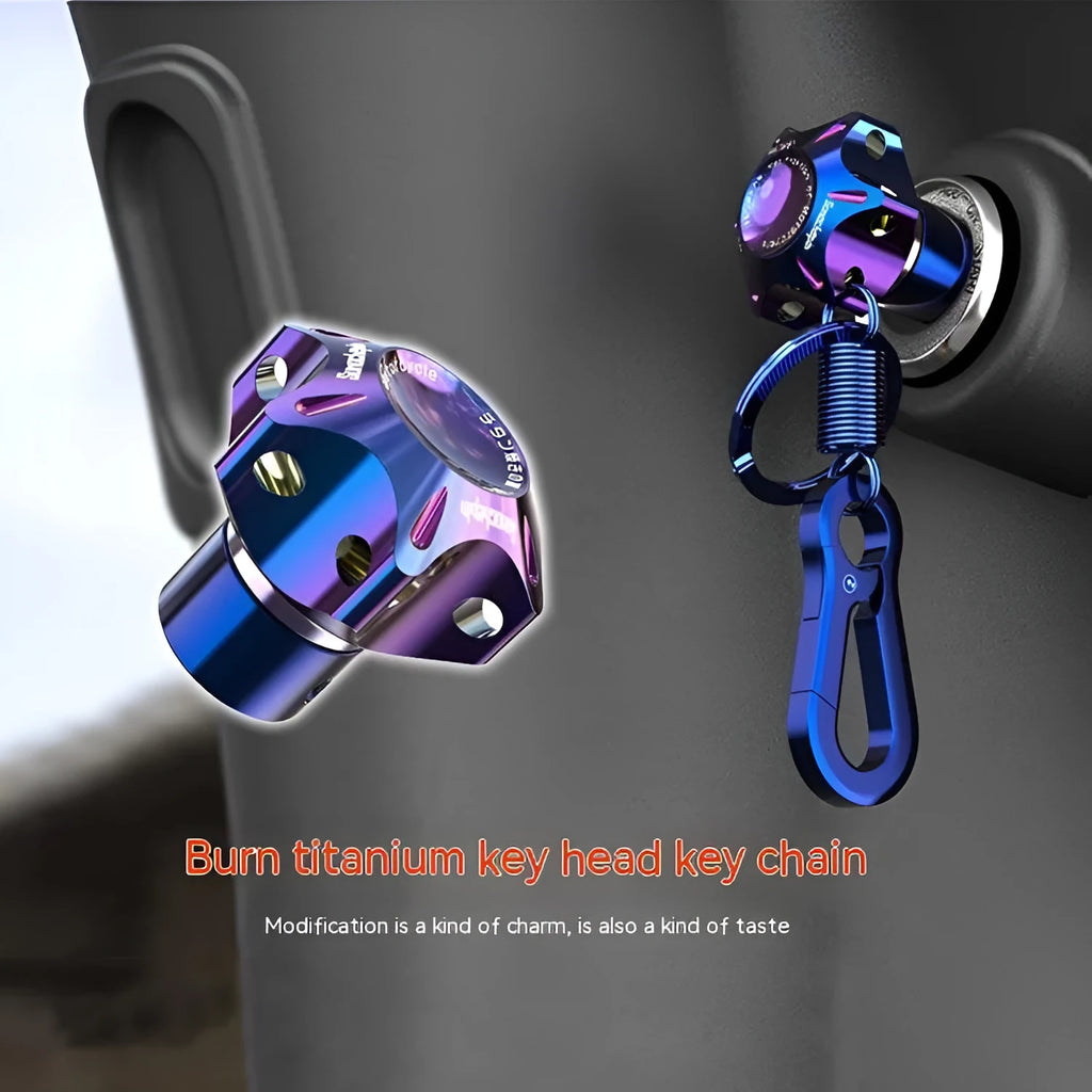 Motorcycle key cover head accessory in T6 aluminium with hexagonal, star, and plum blossom designs