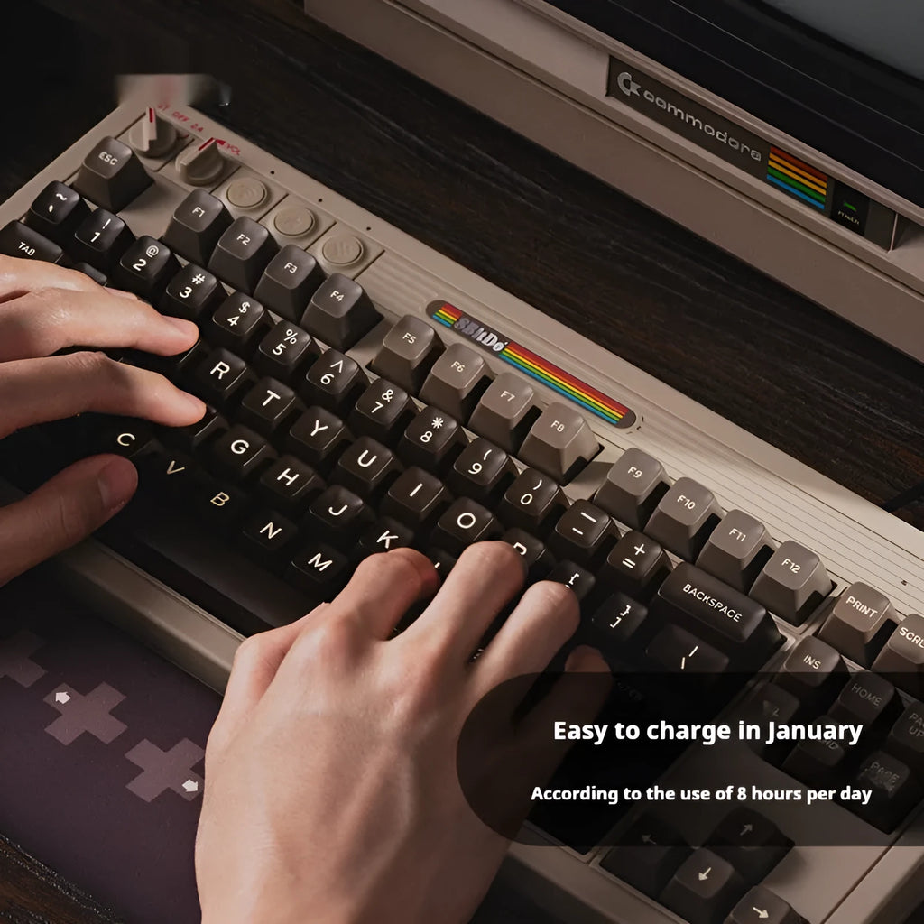 Retro87 C64 wireless mechanical gaming keyboard with Bluetooth connectivity and 87 keys