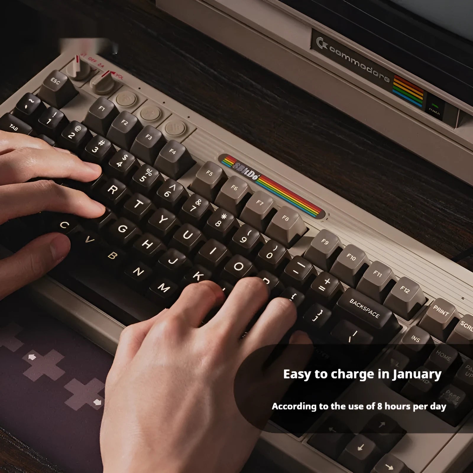 Retro87 C64 wireless mechanical gaming keyboard with Bluetooth connectivity and 87 keys