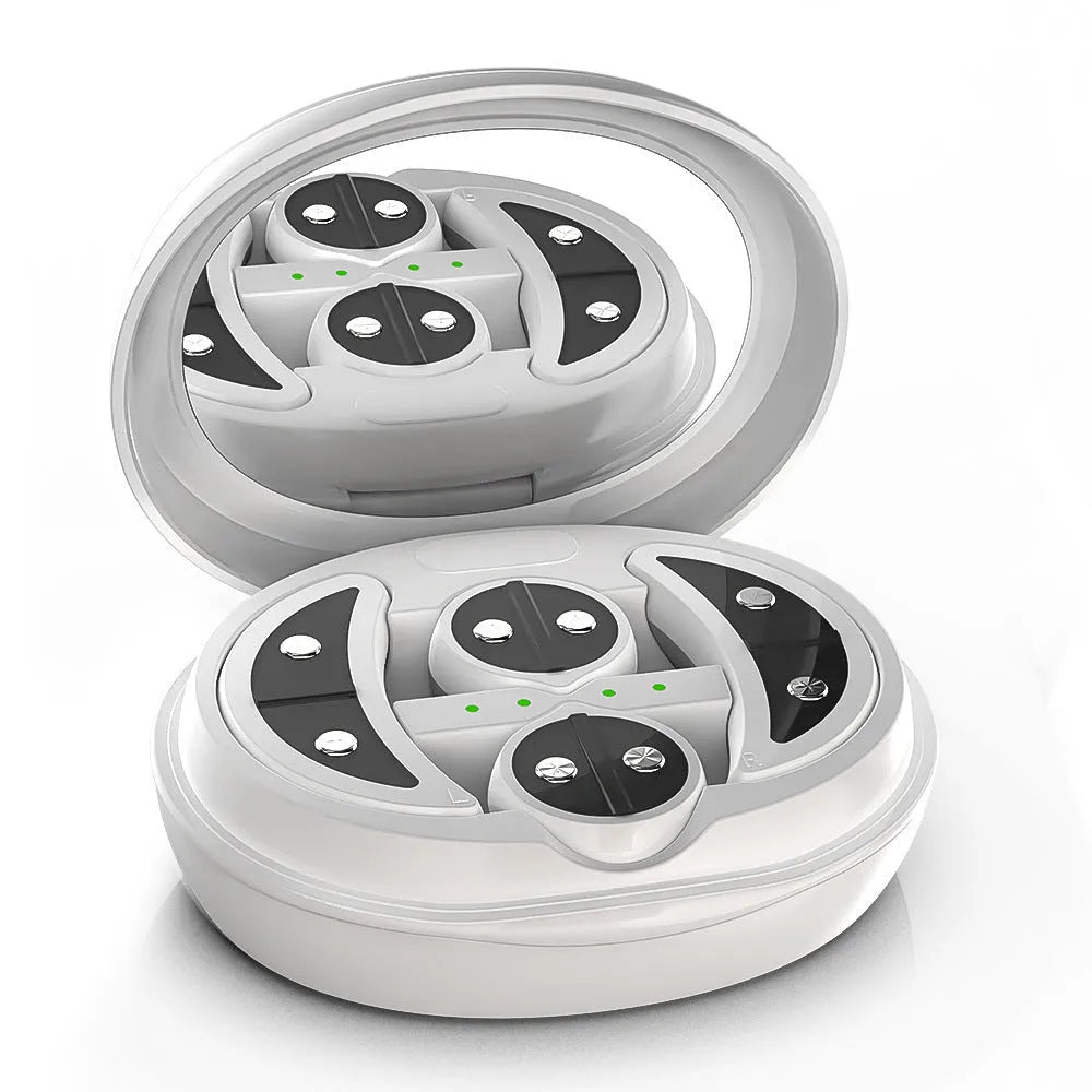 White wireless red light eye and facial massager with EMS therapy function