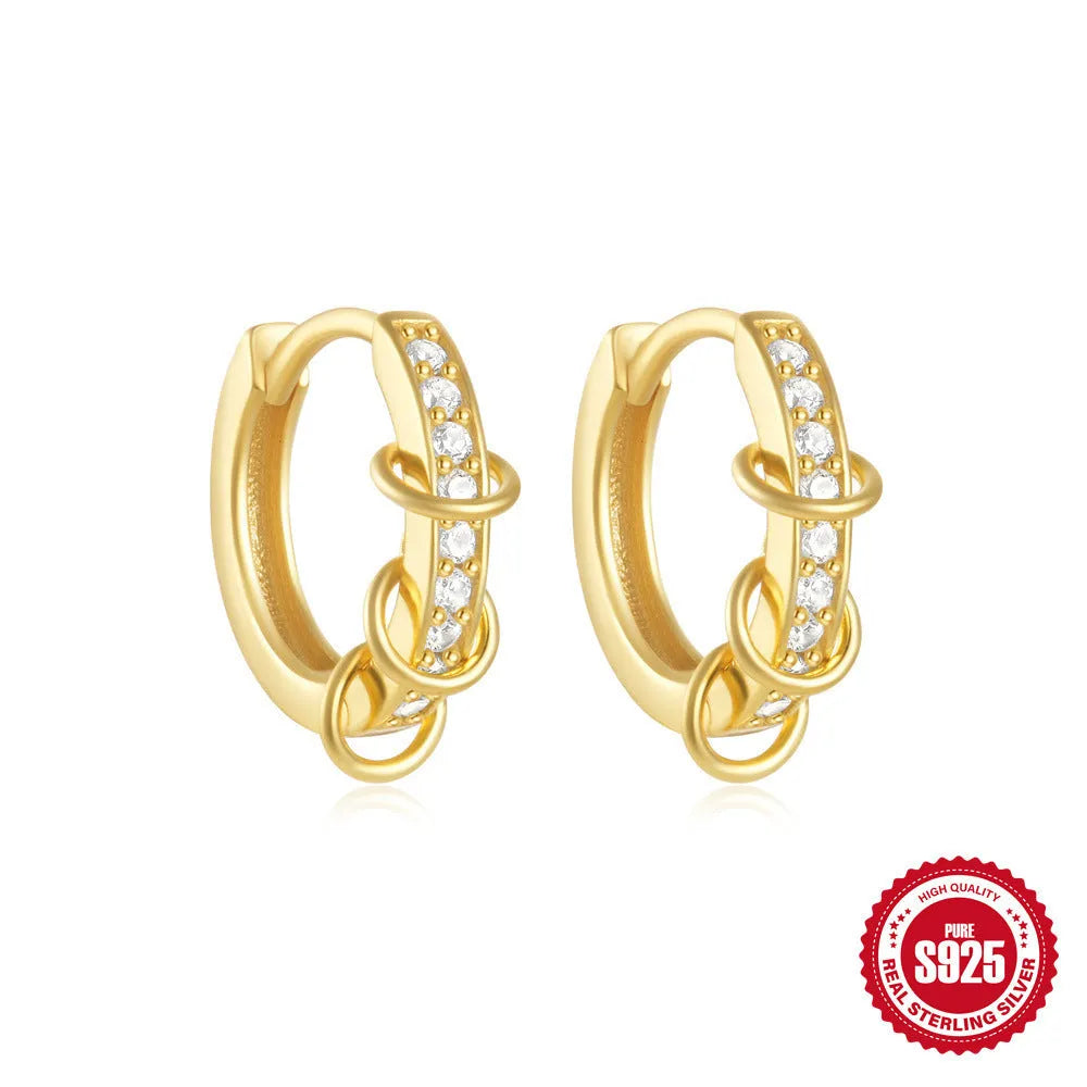 Sterling silver geometric stud earrings with electroplated gold or silver finish
