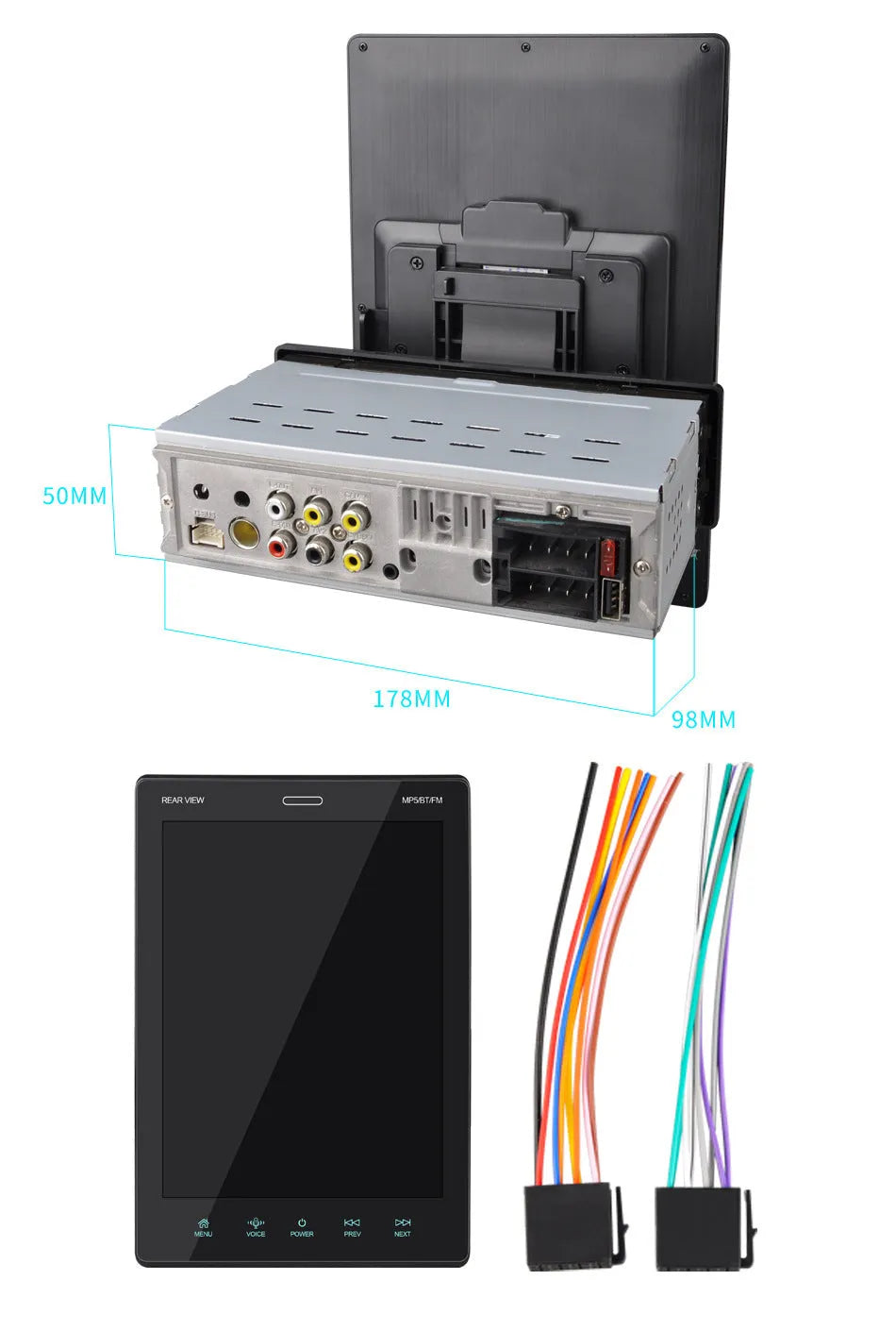 9.5 inch vertical screen black car MP4 player with remote control for USB TF card video playback