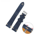 Genuine suede leather watch strap showing small waist design in available colours