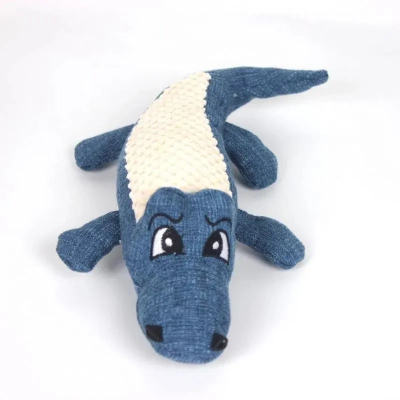 Corn fibre pet plush toy with biting sound feature for cats and dogs in blue, green, or red colours