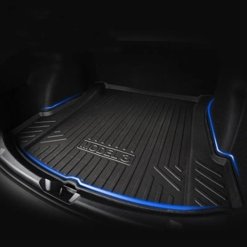 Rubber floor mat with TPE footrest for Tesla cars including Model 3, Y, X and S