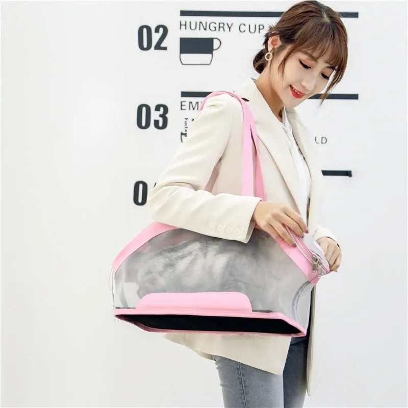 Leather cat outing carry bag with 25 litre capacity in solid colour options