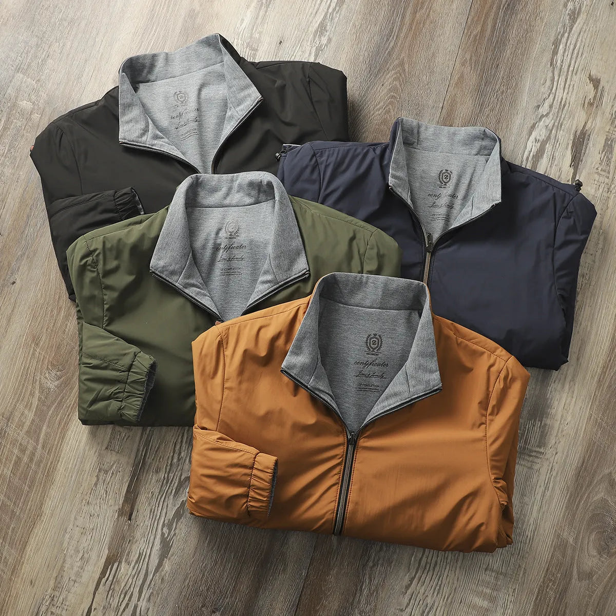 Men's stand collar business casual jacket in polyester blend fabric