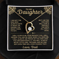 A hollow heart-shaped pendant necklace on a chain, presented in a gift box with a card.