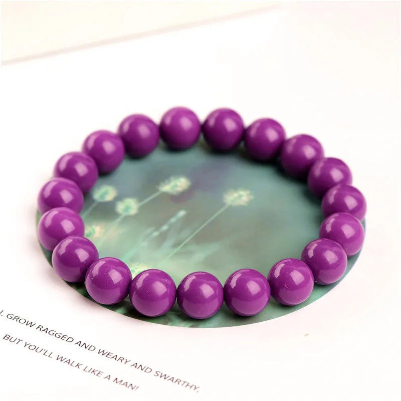 Jiuya purple mica crystal bracelet with polished beads in original unisex design