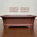 Rectangular retro firewood purple sand flower pot in reddish brown stoneware with hand glazed finish
