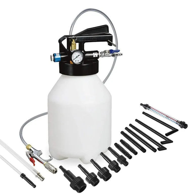 Pneumatic automatic transmission oil changer machine with 220W motor and choice of 10L or 6L tank.