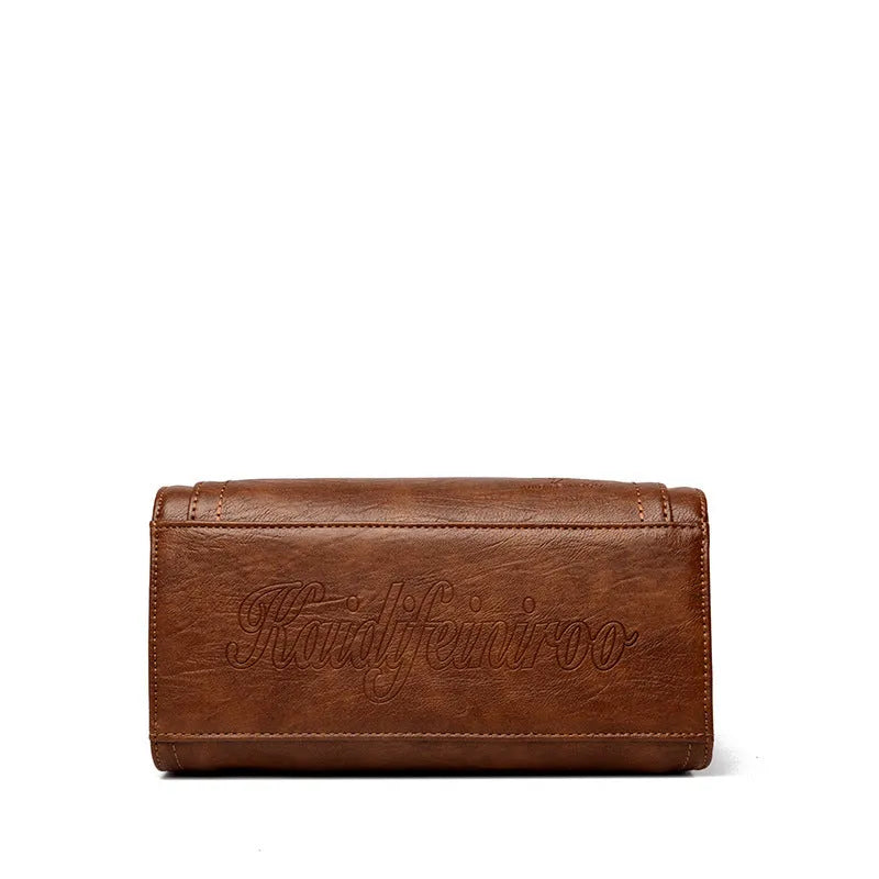 Women's soft PU leather one-shoulder crossbody bag in horizontal square shape shown in six colour options