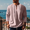 Solid colour cotton linen beach ruff shirt pullover in loose fit with multiple colour options