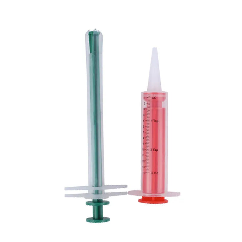 Two pet pill shooters with soft silicone tips for cat and dog medication feeding
