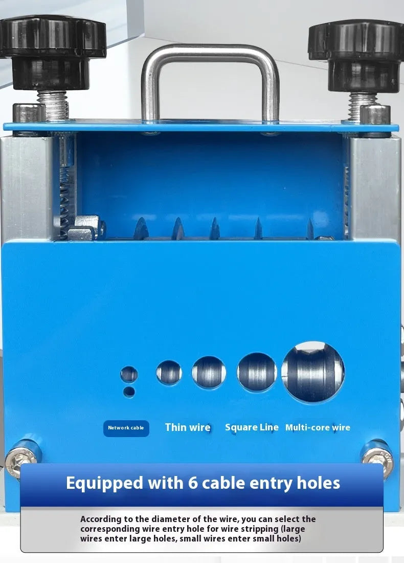 SD-017 manual wire stripping machine showing adjustable mechanism for wires 0.5-17mm diameter