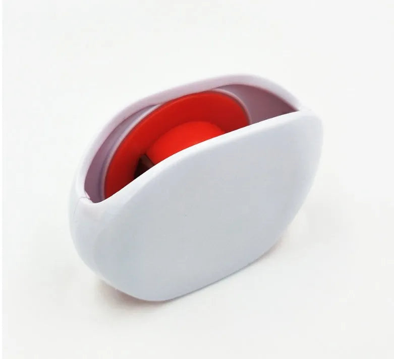 Automatic earphone cable winder retractor in a compact plastic case.