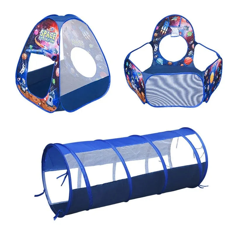 Marine cartoon three-in-one children's tent with ball pool and tunnel for girls aged 4-6 years