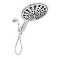 Portable handheld shower head with six spray functions and electroplated metallic finish