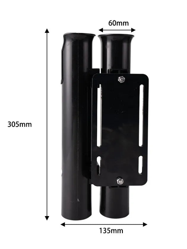Double-layer plastic fishing rod rack with carbon clamp for bicycle mounting