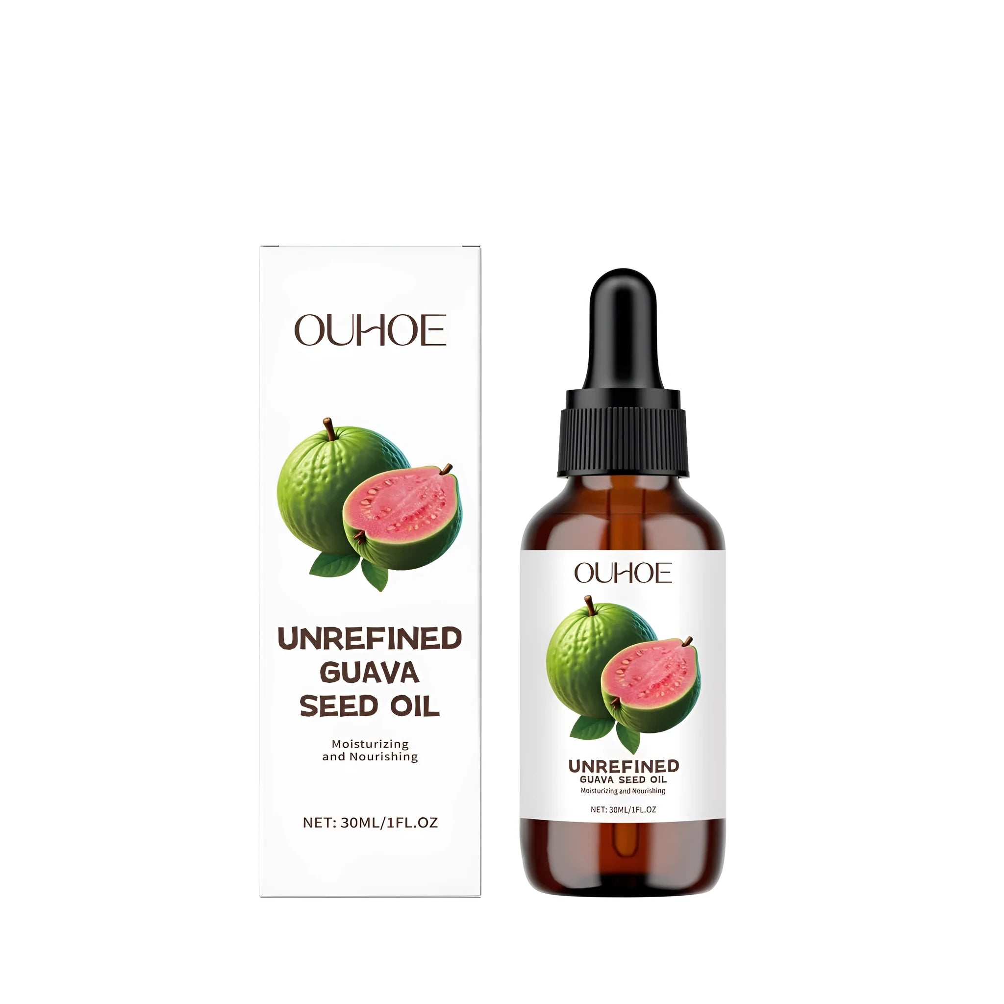 30ml bottle of guava seed oil skincare product with dropper.