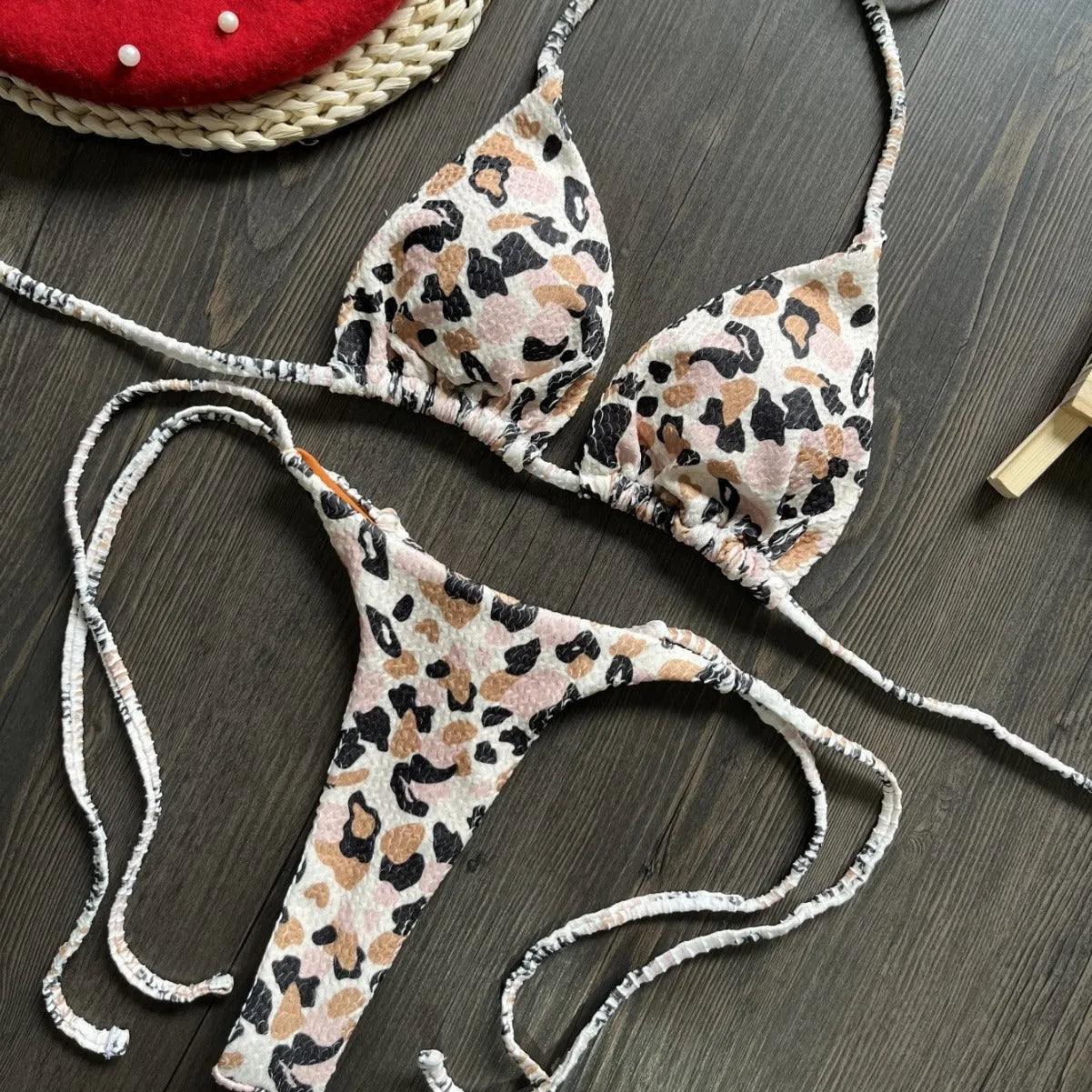 Women's printed bikini swimsuit with briefs style and cotton lining, shown in colour RT2110.