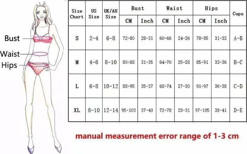A women's one-piece bikini swimsuit in a nylon-spandex blend, shown in black, rose red, and green colour options.