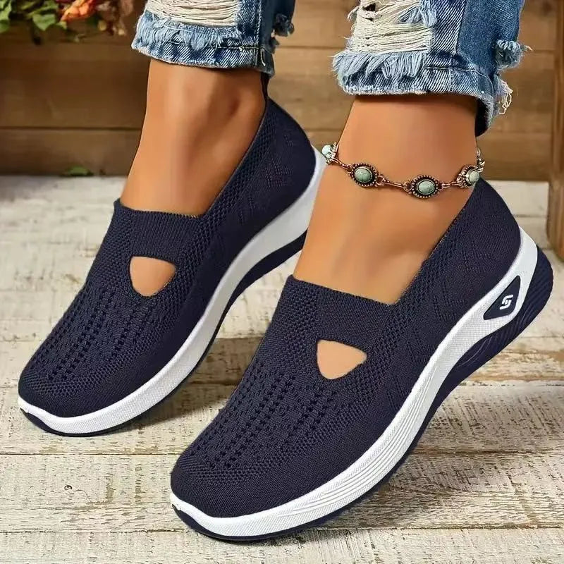 Women's T-strap mesh casual shoes with soft PVC soles in six colour options