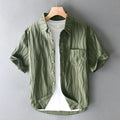 Men's pure cotton casual short sleeve shirt in Japanese fresh loose fit style