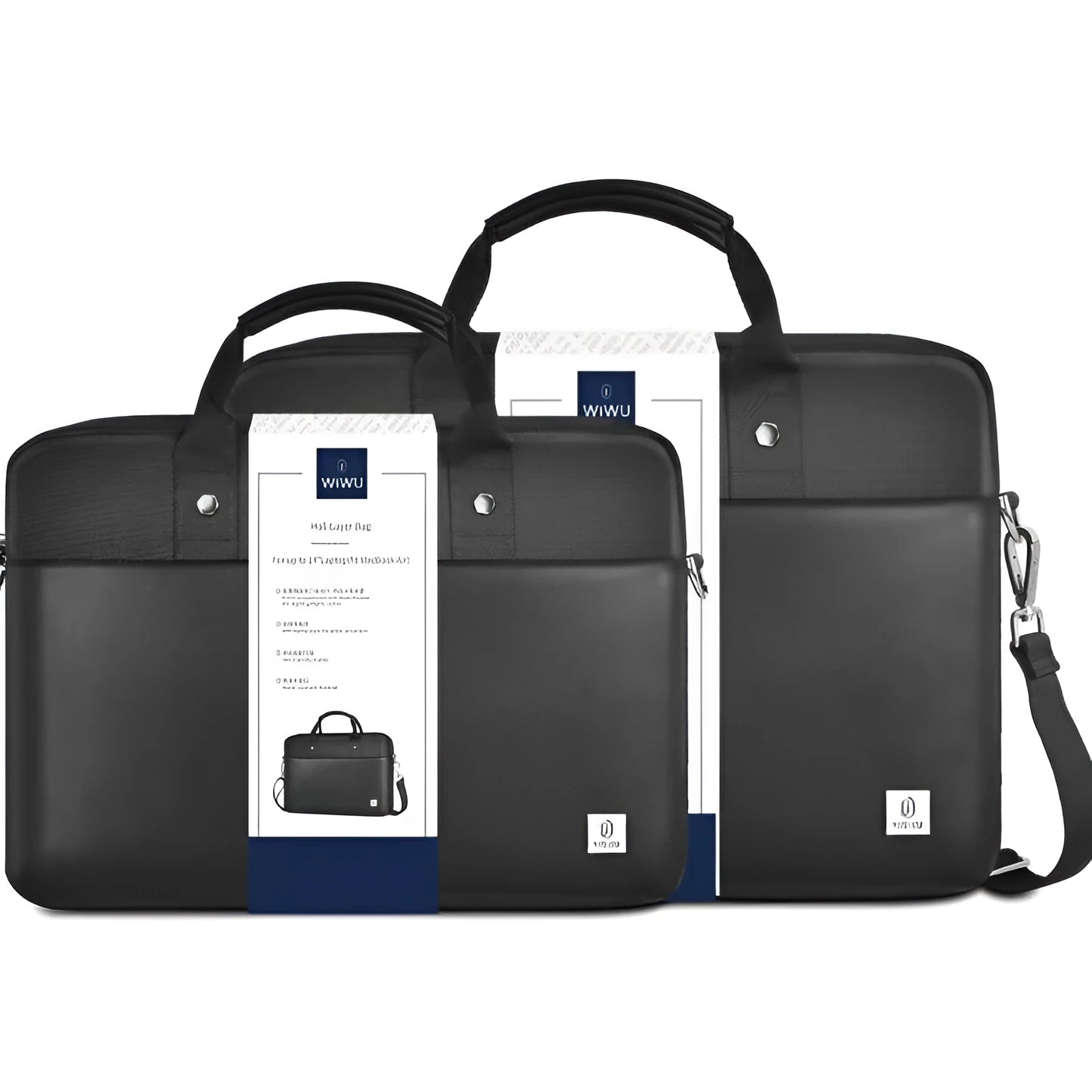 Black Oxford cloth computer organiser handbag with multiple pockets and security lock for 14" or 15.6" laptops