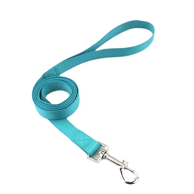 Solid colour polyester dog training rope with hand holding loop in multiple width options