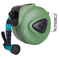 Automatic retractable hose reel with 10m PVC water pipe in compact housing for car wash and garden use